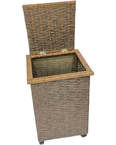 سلة غسيل خشبية راتان بعجل - الصورة 4